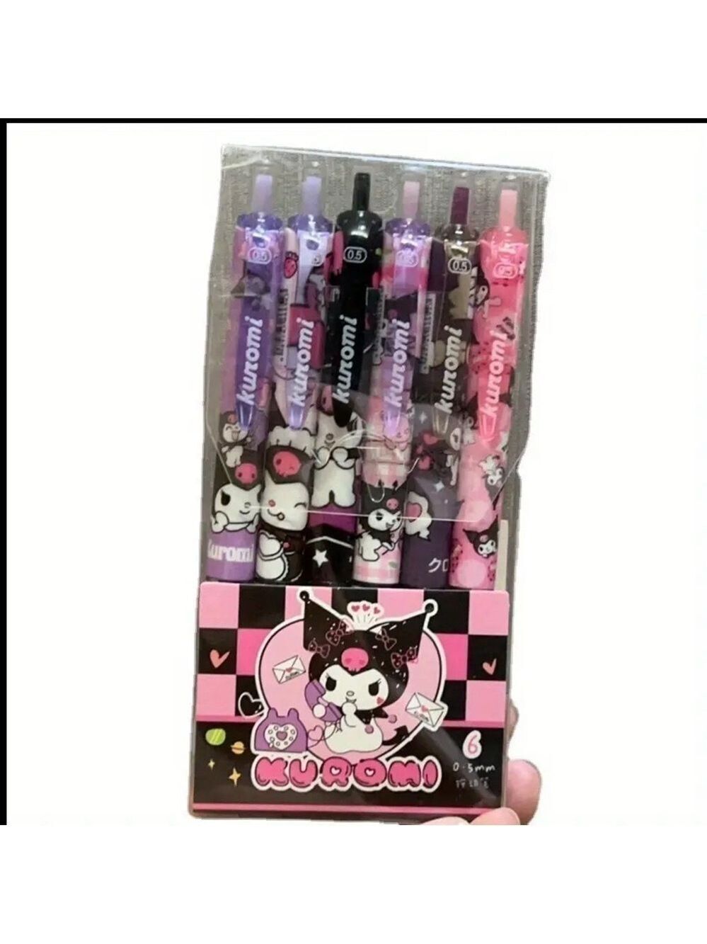 Sanrio Kuromi Click Pens, 0.5mm Fine Point, Quick-Dry, Water-Based Ink NIP